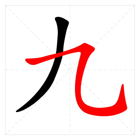 Stroke order for 九