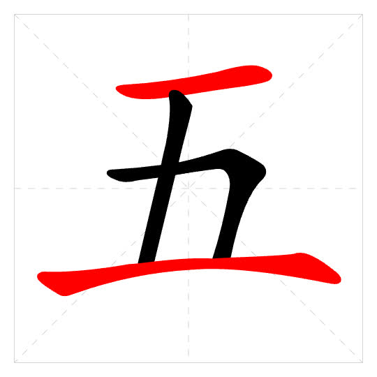 Stroke order for 五