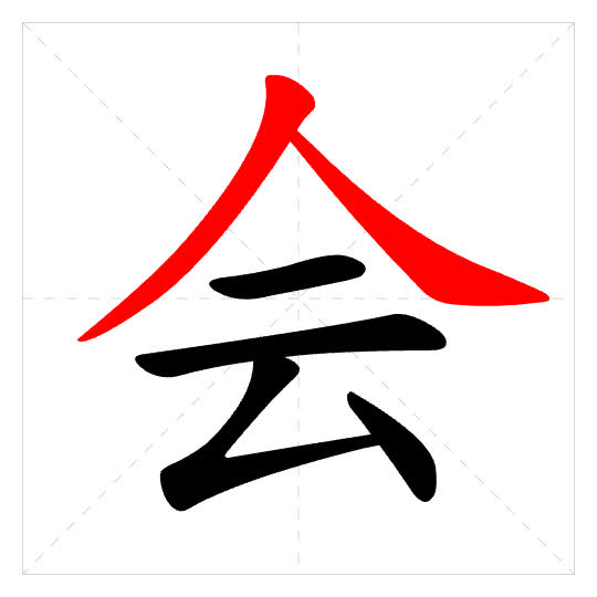 Stroke order for 会