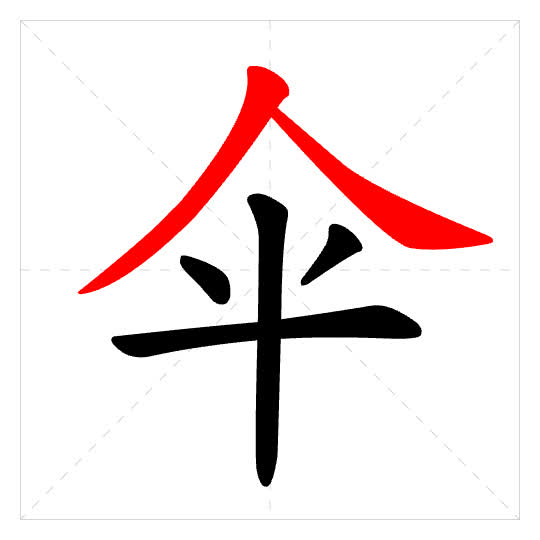 Stroke order for 伞