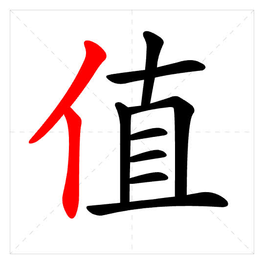 Stroke order for 值