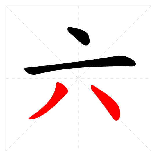 Stroke order for 六