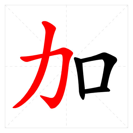 Stroke order for 加