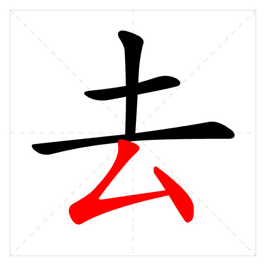 Stroke order for 去