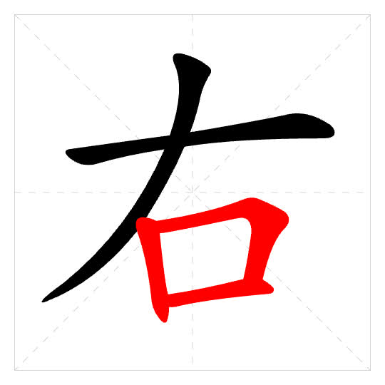 Stroke order for 右