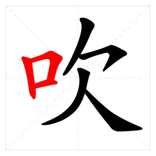 Stroke order for 吹