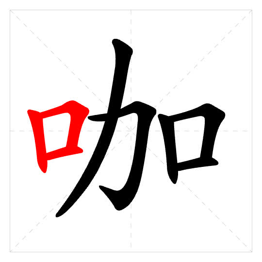 Stroke order for 咖