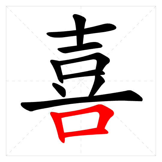 Stroke order for 喜
