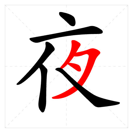 Stroke order for 夜