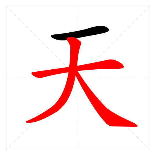 Stroke order for 天