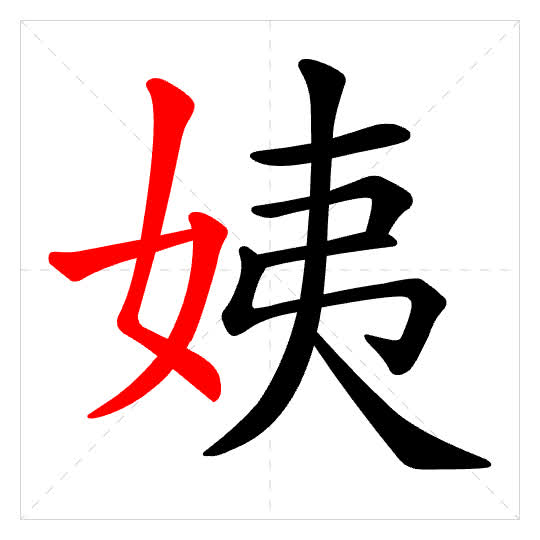 Stroke order for 姨