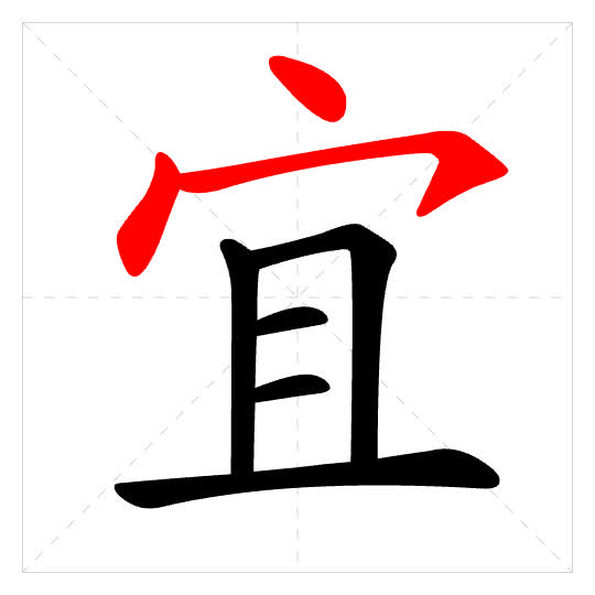 Stroke order for 宜
