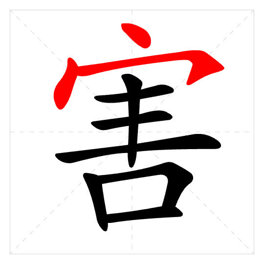 Stroke order for 害