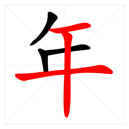 Stroke order for 年