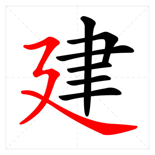 Stroke order for 建