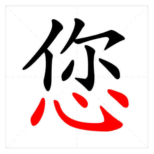 Stroke order for 您