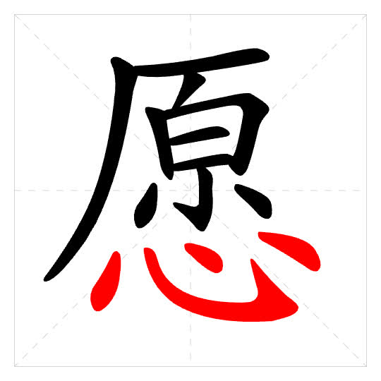 Stroke order for 愿