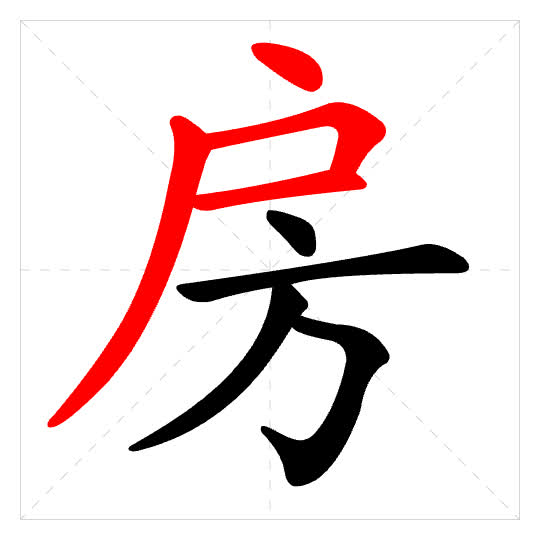 Stroke order for 房