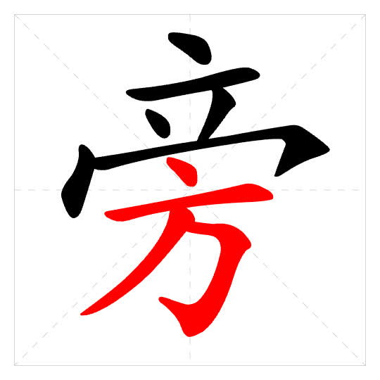 Stroke order for 旁