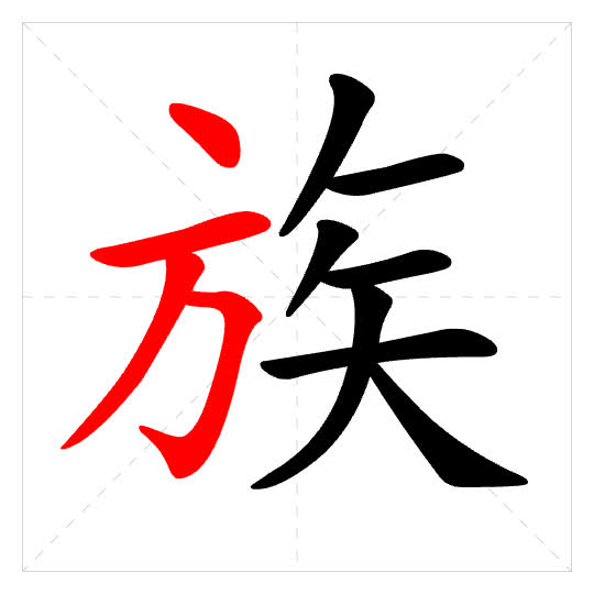 Stroke order for 族