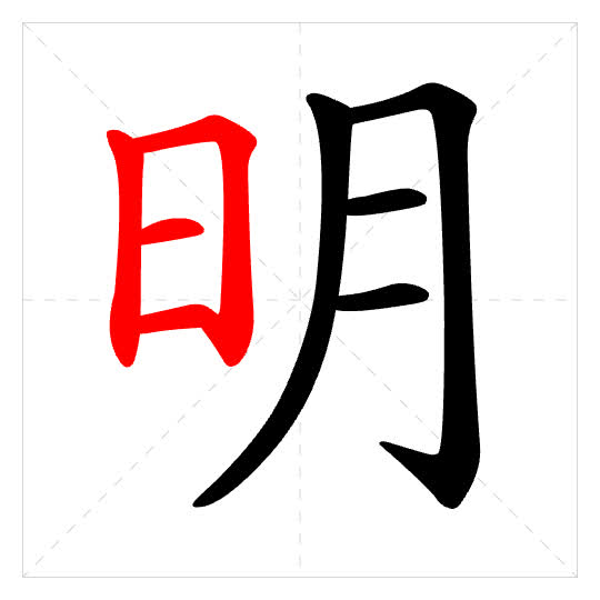 Stroke order for 明