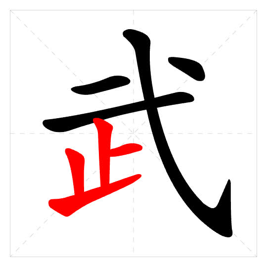 Stroke order for 武
