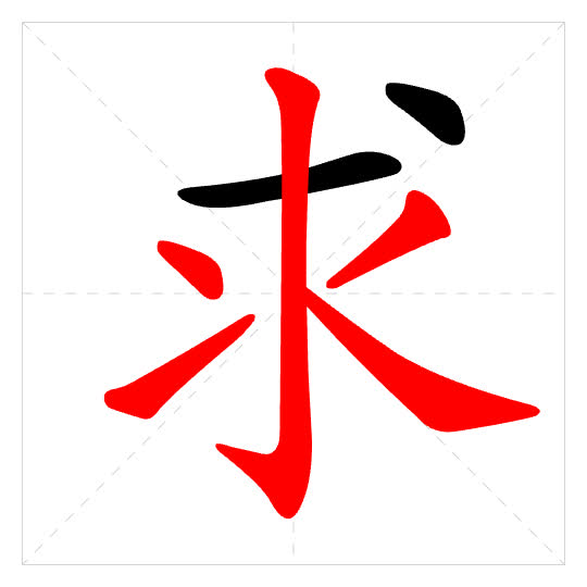 Stroke order for 求