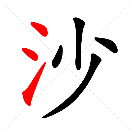 Stroke order for 沙