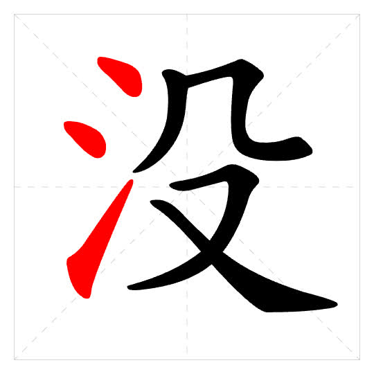 Stroke order for 没