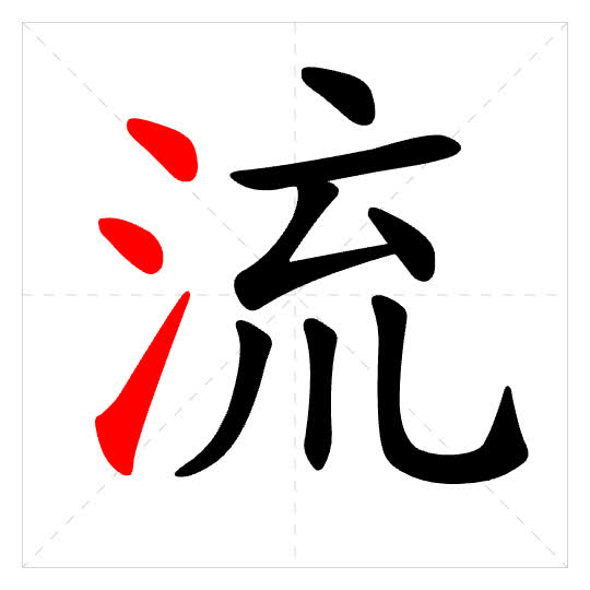 Stroke order for 流