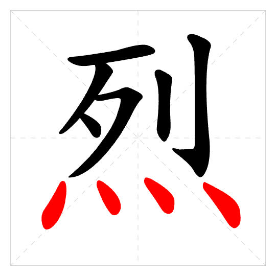 Stroke order for 烈