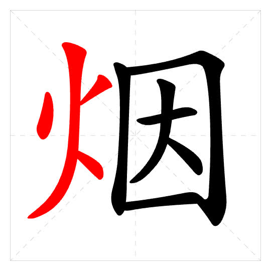 Stroke order for 烟