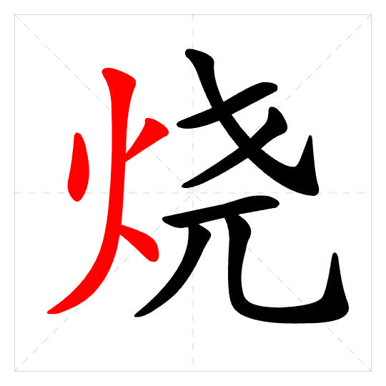 Stroke order for 烧