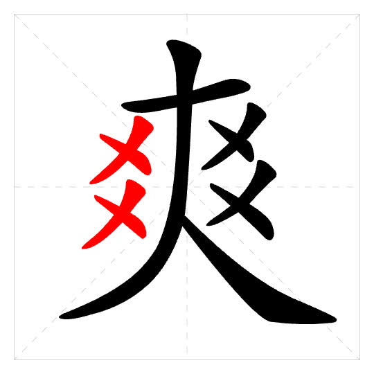 Stroke order for 爽