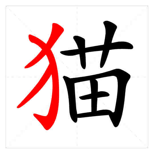 Stroke order for 猫