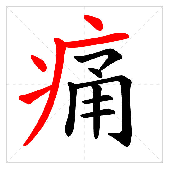Stroke order for 痛