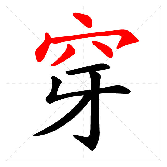 Stroke order for 穿
