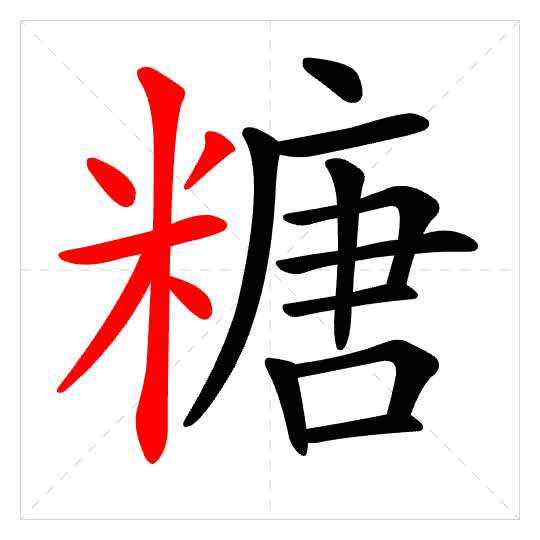 Stroke order for 糖