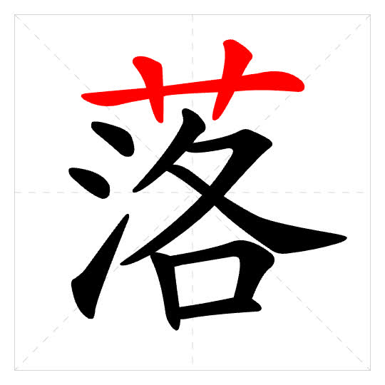 Stroke order for 落