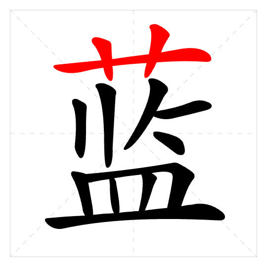 Stroke order for 蓝