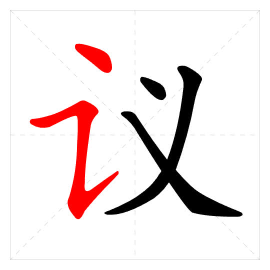 Stroke order for 议