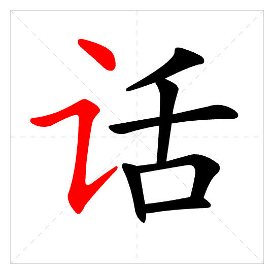 Stroke order for 话